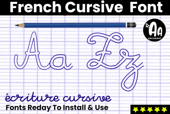 French Cursive Outlined Font